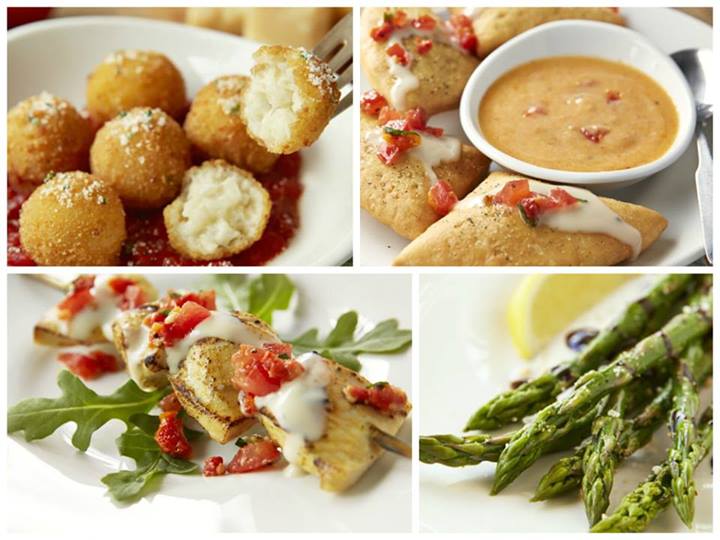 Bolinho de arroz e entradas do Olive Garden